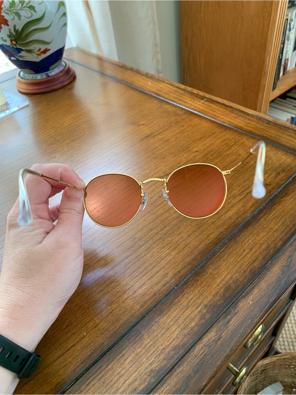 Ray-Ban Women Gold Frame Sunglasses with Pink Lenses PRESCRIPTION - Picture 7 of 8